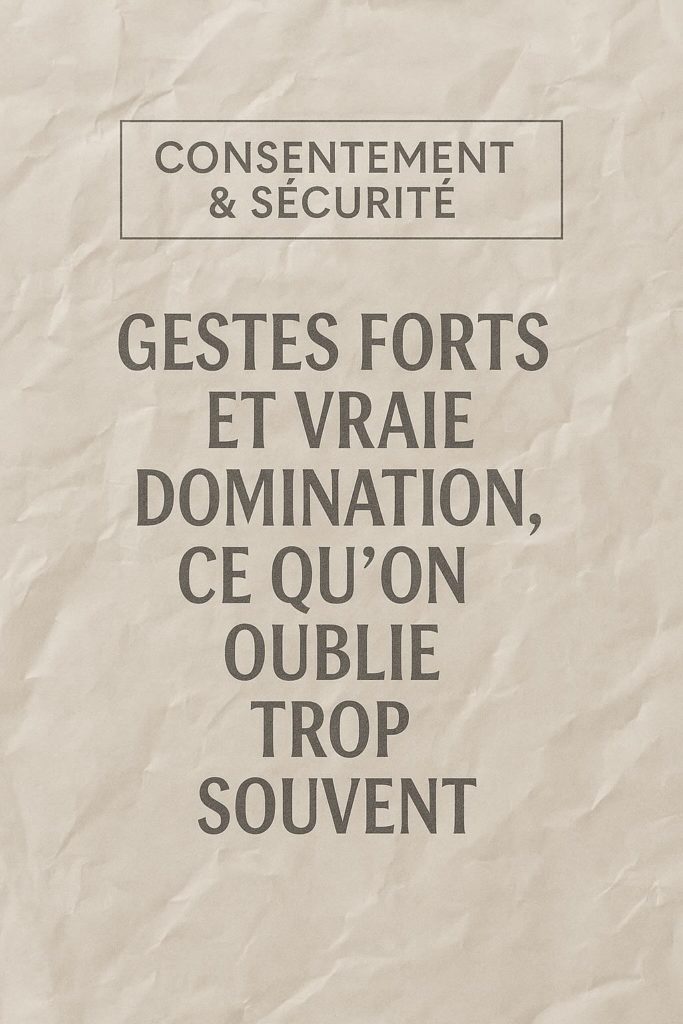 GESTES FORTS ET VRAIE DOMINATION, CE QU’ON OUBLIE TROP SOUVENT